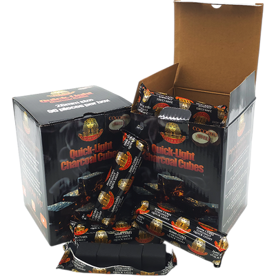 Coconut Quick Light Charcoal - 26mm Cubes - Pharaohs Hookahs